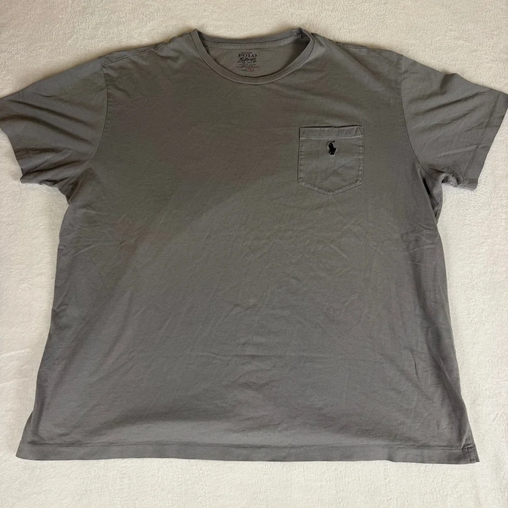 Polo Ralph Lauren Mens XL Gray Short Sleeve Pocket Crew Neck T-Shirt Cotton Pony